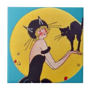 Halloween Cat Girl and Black Cat Fliese