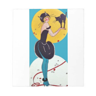 Halloween Cat Girl and Black Cat Notizblock