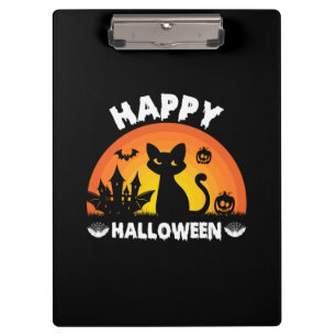 Halloween Cat Happy Halloween Birthday Klemmbrett