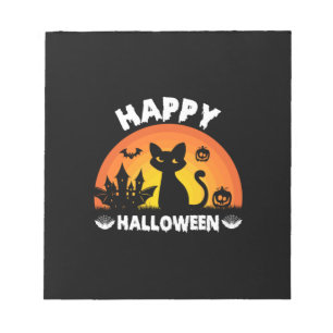 Halloween Cat Happy Halloween Birthday Notizblock