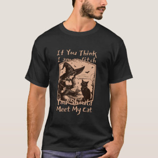 Halloween Cat Hexe Spooky Black Cat Hexe Girl Ha T-Shirt