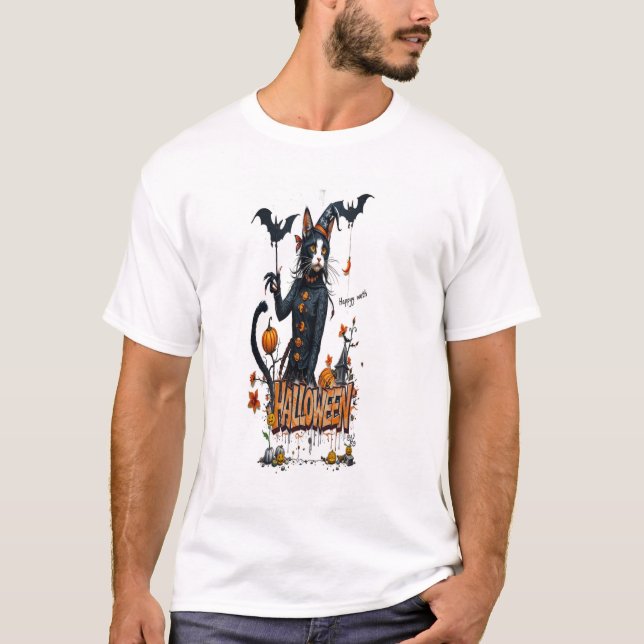 halloween cat horror art graffiti T-Shirt (Vorderseite)