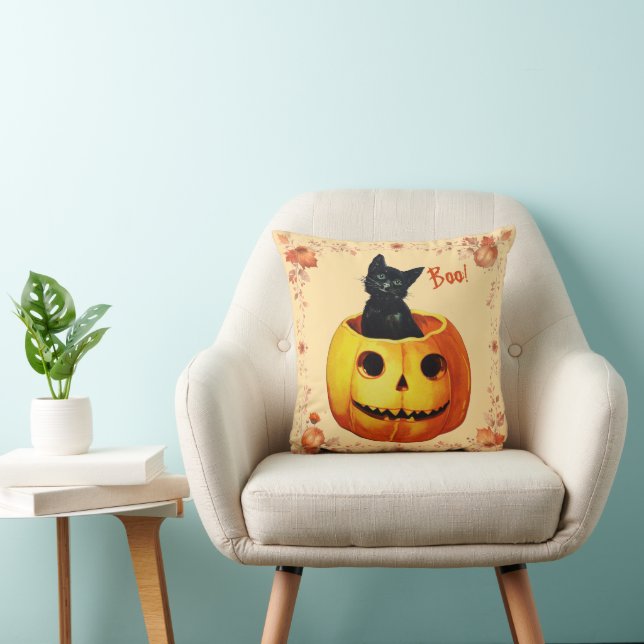 Halloween Cat in Kürbiskissen Kissen (Stuhl )
