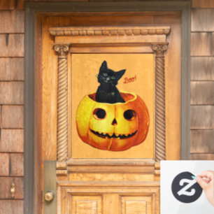 Halloween Cat in Pumpkin Fensteraufkleber