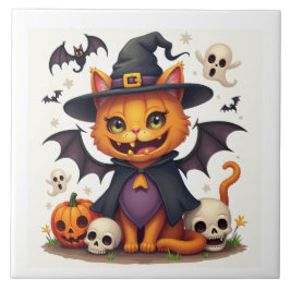 Halloween Cat Keramik Tile Fliese