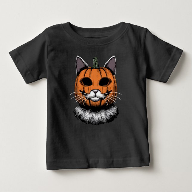 Halloween Cat, Kürbisgesicht Baby T-shirt (Vorderseite)