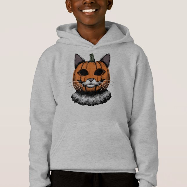 Halloween Cat, Kürbisgesicht Hoodie (Vorderseite)