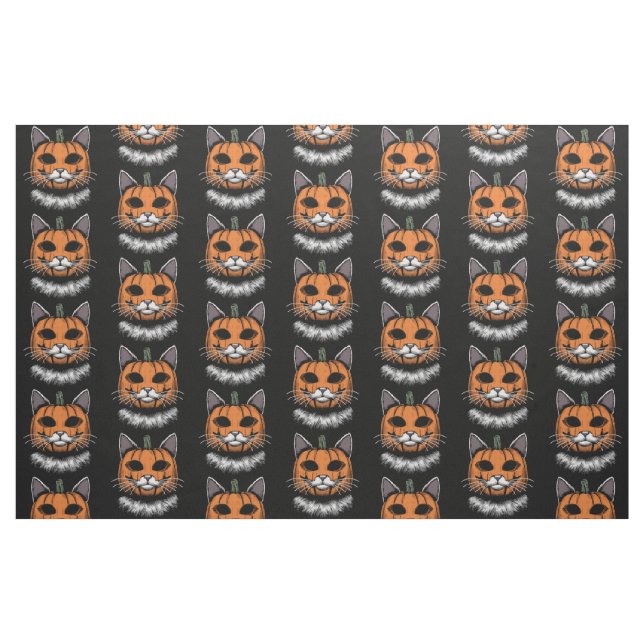 Halloween Cat, Kürbisgesicht Stoff (Fat Quarter (45,7 x 55,9 cm))