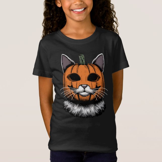 Halloween Cat, Kürbisgesicht T-Shirt (Vorderseite)