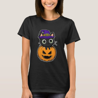 Halloween Cat Kürbislaterne Pumpkin T-Shirt