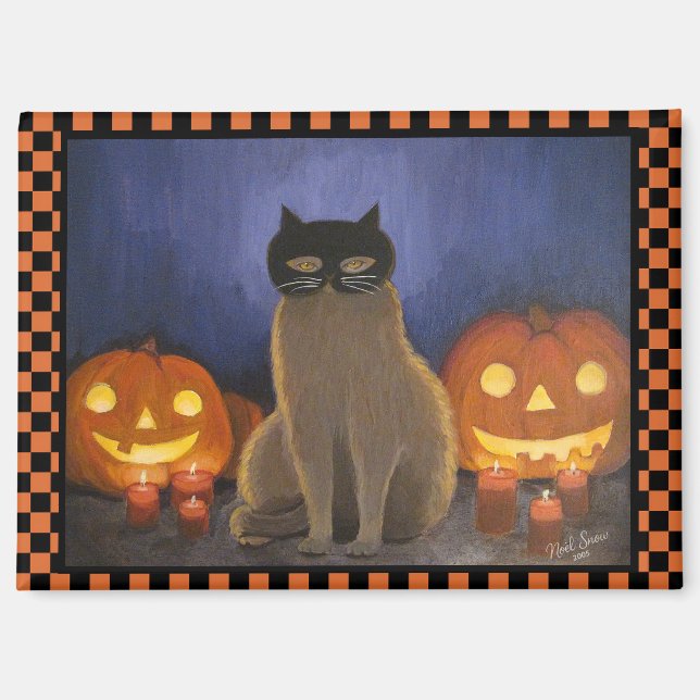 Halloween Cat Mask & Jack-o'-lantern Magnet (Vorderseite)