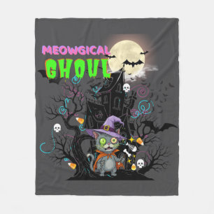 Halloween Cat "Meowgical Ghoul" Hexenkätzchen Fleecedecke