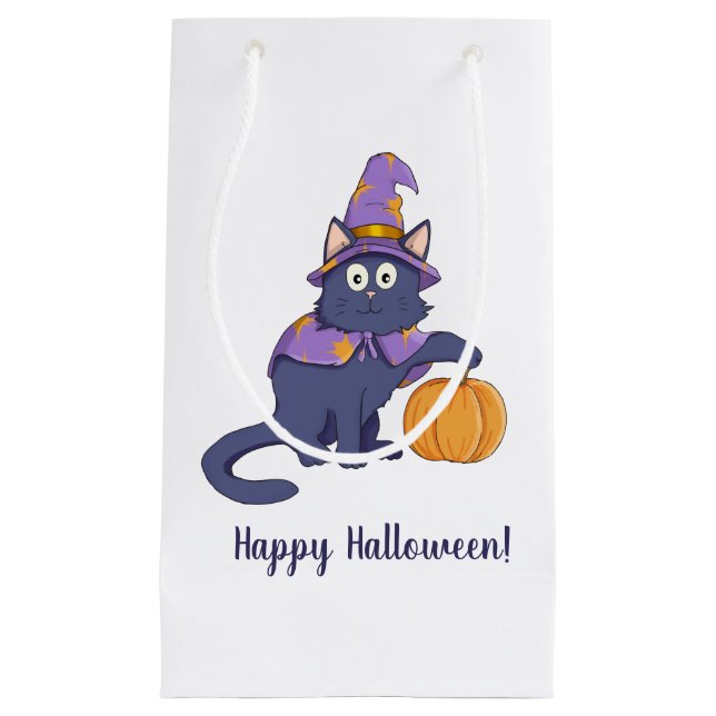 Halloween Cat mit Pumpkin Kleine Geschenktüte (Vorderseite)