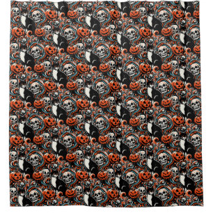 Halloween Cat mit Pumpkins Duschvorhang