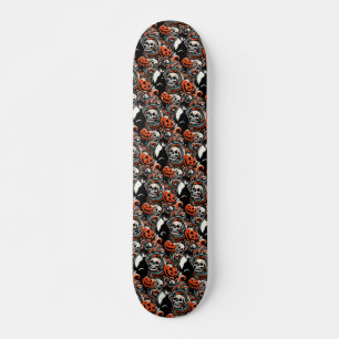 Halloween Cat mit Pumpkins Skateboard