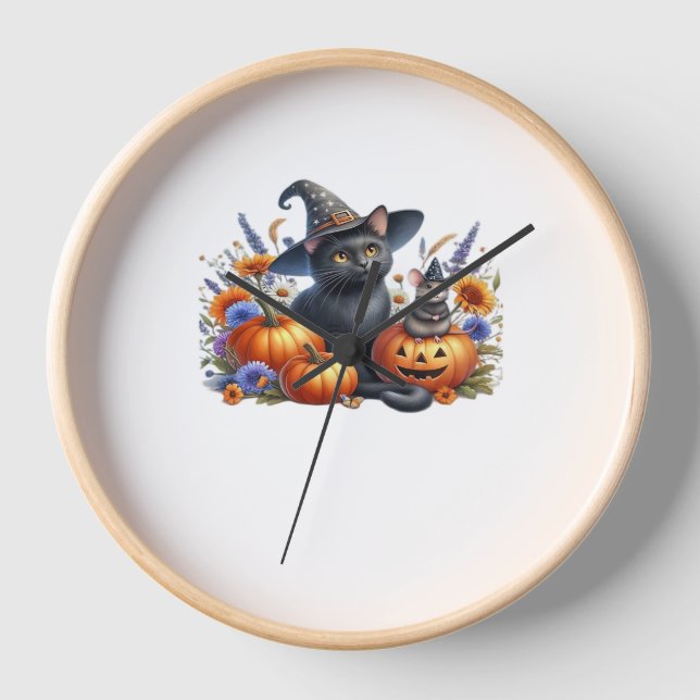 Halloween Cat Mouse Pumpkins T - Shirt Essential T Uhr (Vorderseite)