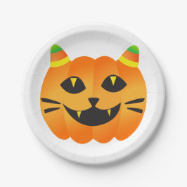 Halloween Cat-o' Lantern Pappteller