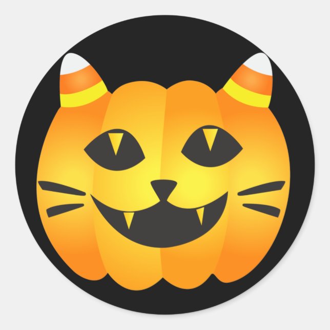 Halloween Cat-o' Lantern Runder Aufkleber (Vorderseite)