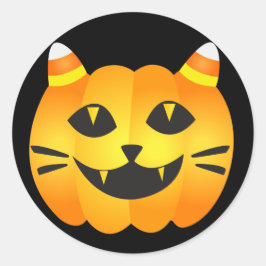 Halloween Cat-o' Lantern Runder Aufkleber