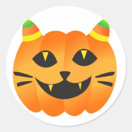 Halloween Cat-o' Lantern Runder Aufkleber