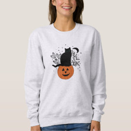 Halloween Cat on Jack'O'Lantern Sweatshirt