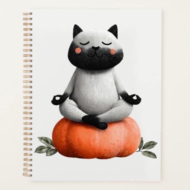 Halloween Cat on Pumpkin Design Planer (Vorderseite)
