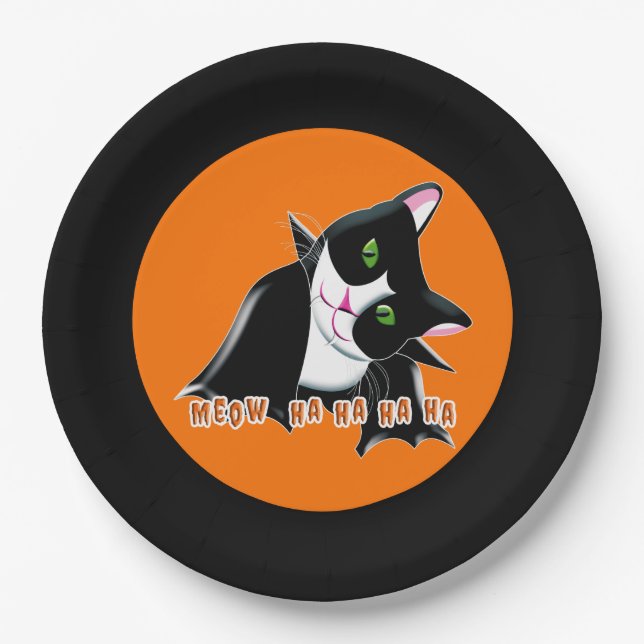 Halloween Cat Pappteller (Vorderseite)
