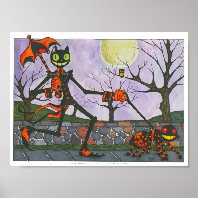 "Halloween Cat & Pocket"-Print Poster (Vorne)