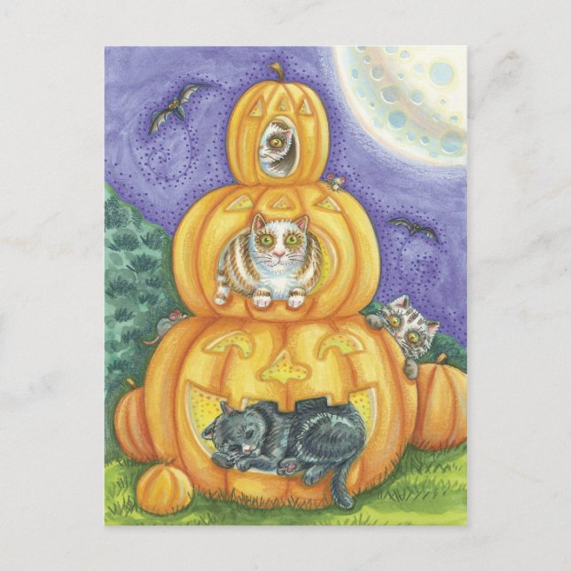 Halloween Cat Postcard Postkarte (Vorderseite)