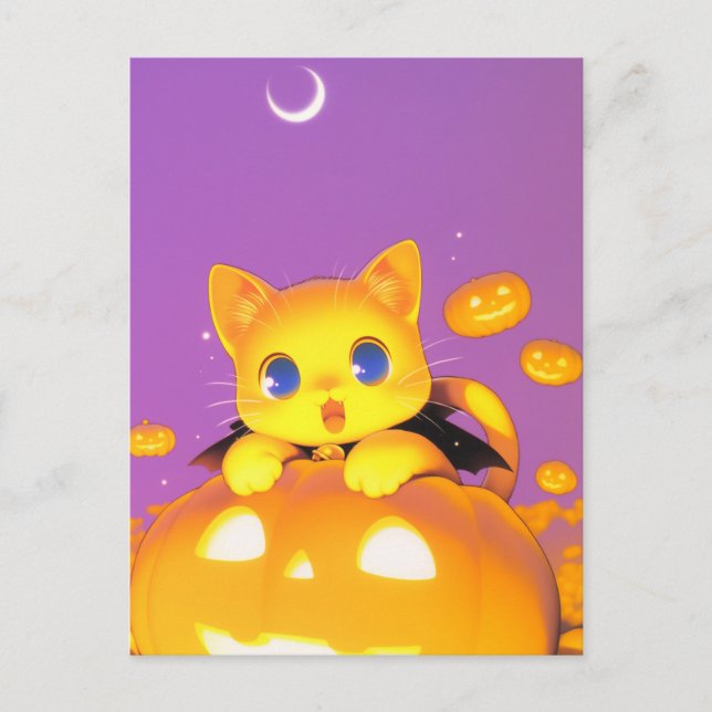 Halloween Cat Postkarte (Vorderseite)