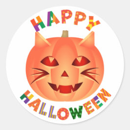 Halloween Cat Pumpkin Runder Aufkleber
