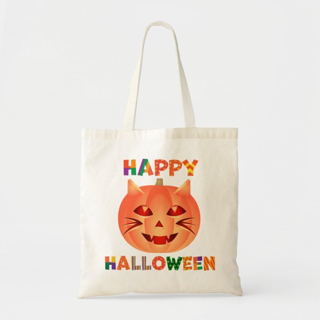 Halloween Cat Pumpkin Tragetasche (Vorne)