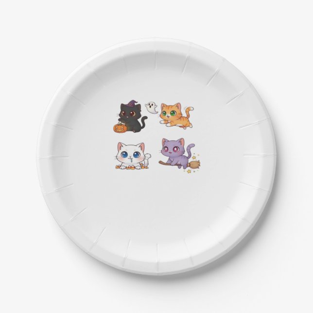 Halloween Cat  Spooky and Stylish Feline-Inspired  Pappteller (Vorderseite)