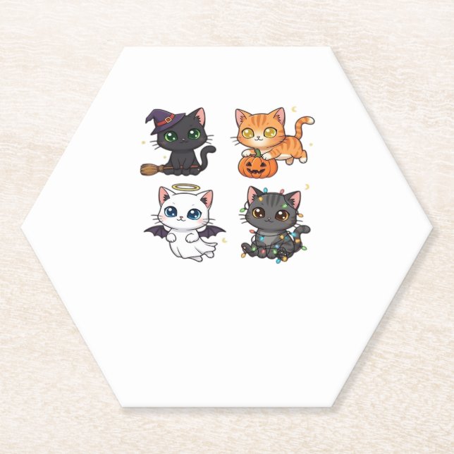 Halloween Cat  Spooky and Stylish Feline-Inspired  Untersetzer (Vorderseite)