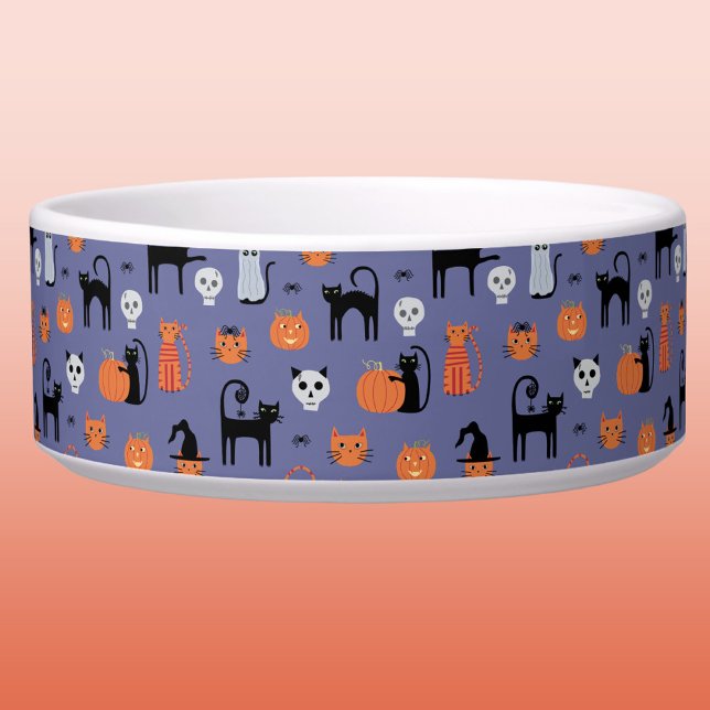 Halloween Cat Spooky Fun Pet Napf (Cute Halloween cat pattern pet bowl)