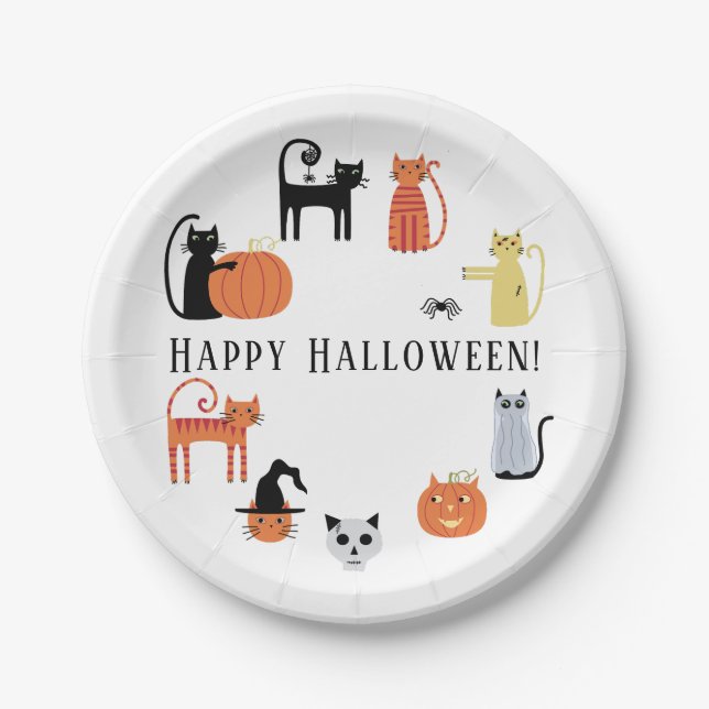 Halloween Cat Spooky Pappteller (Vorderseite)