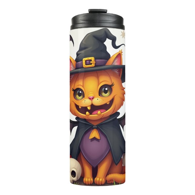 Halloween Cat Thermal Tumbler Thermosbecher (Vorderseite)