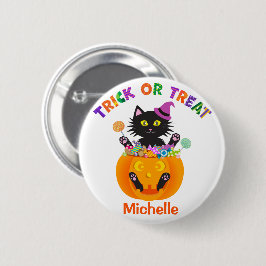 Halloween Cat Trick or Tree Button