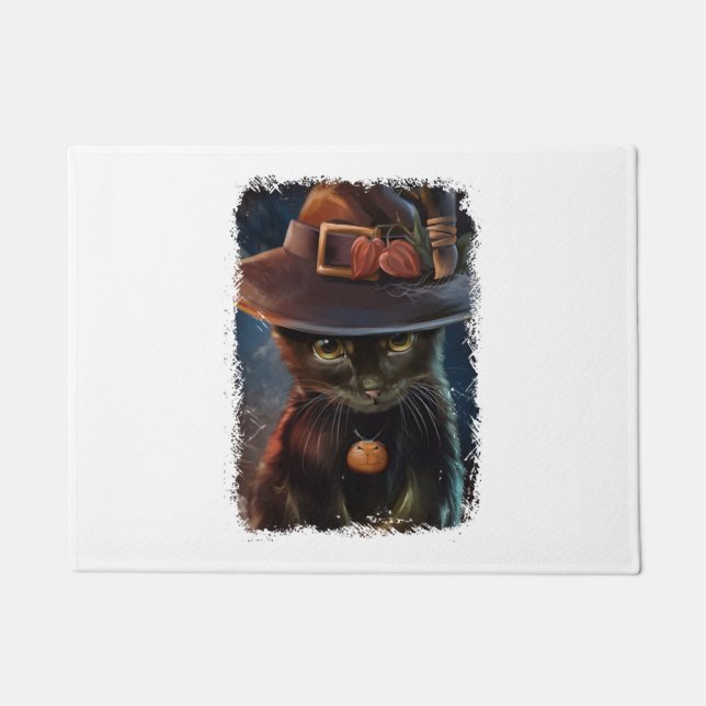 Halloween Cat Tshirt Fußmatte (Vorderseite)