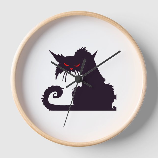 Halloween Cat Uhr (Vorderseite)