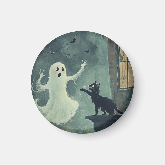 Halloween Cat und Ghost Magnet (Vorne)