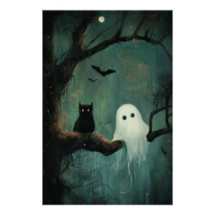 Halloween Cat und Ghost Poster