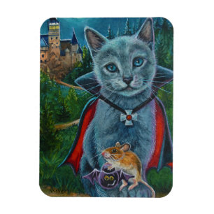 Halloween Cat und Maus Nr. 3 Wasserfarbe Kunst Magnet