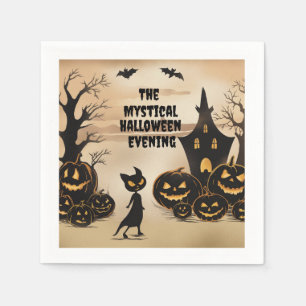 Halloween Cat und Spuk Haus Serviette