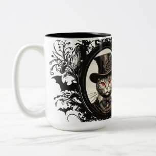 Halloween Cat, Vampire Cat, Lady Fangzähne Zweifarbige Tasse