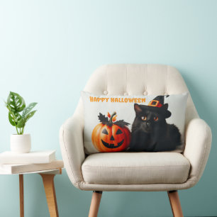 Halloween Cat White Lendenkissen