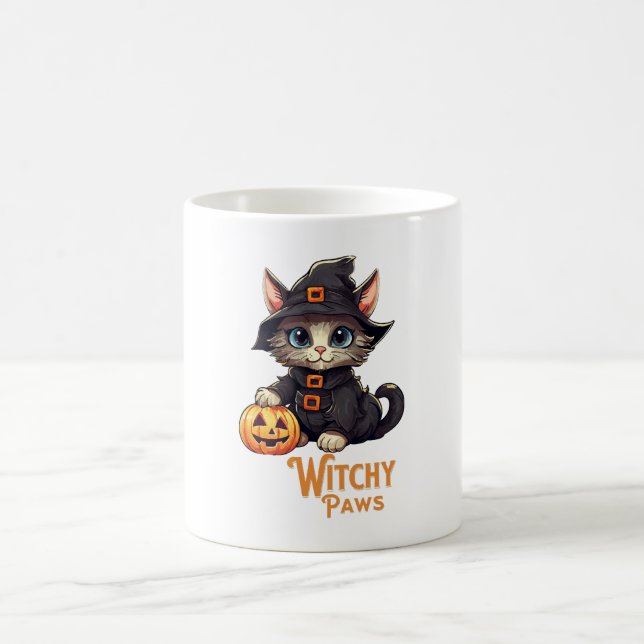 Halloween Cat Witchy Paws Kaffeetasse (Mittel)