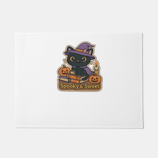 Halloween Cat with Magic Books - Spooky & Sweet Em Fußmatte (Vorderseite)