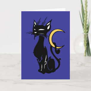 Halloween CAT WITH MOON Karte