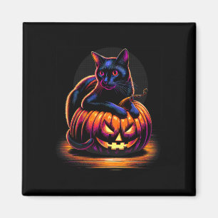Halloween Cat Womens Funny Fall Pumpkin Cat Lover Magnet